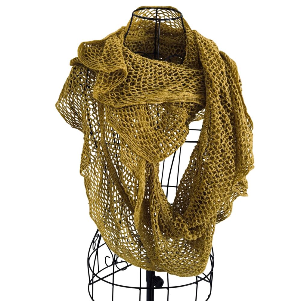 Do Everything in Love Crochet Ruffled Lomg Circle Scarf Wrap Boho Rustic